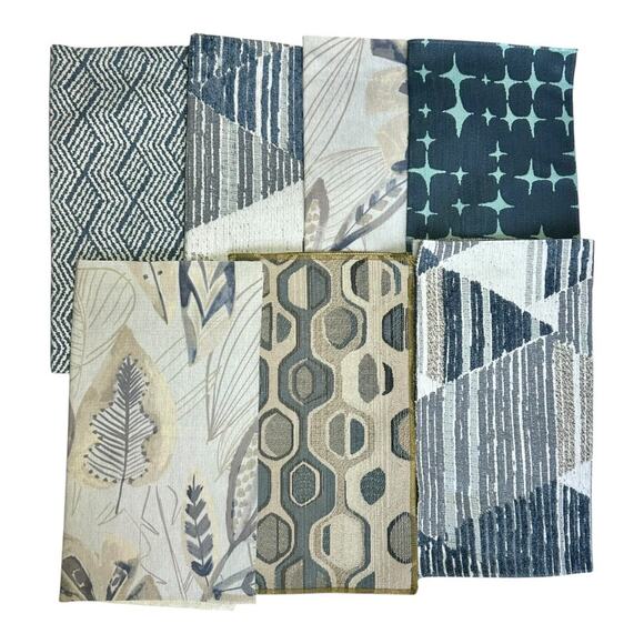 Upholstery Fabric squares 18" x 20" blue gray beige palette multi patterns - Picture 9 of 9